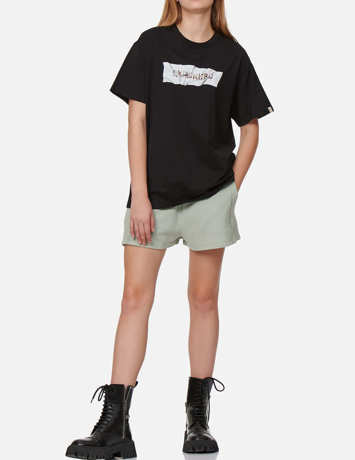Crinkled Box Logo Print T-Shirt