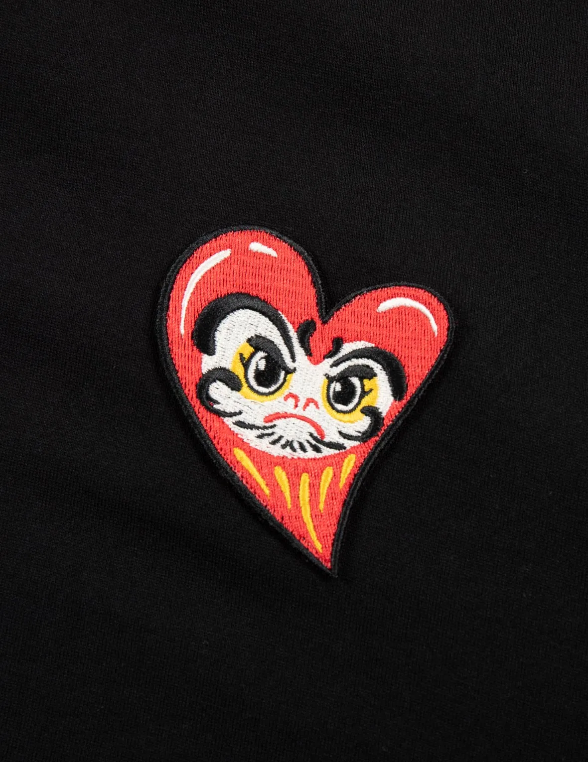 Daruma Heart Embroidered Badge and Print Boyfriend T-shirt