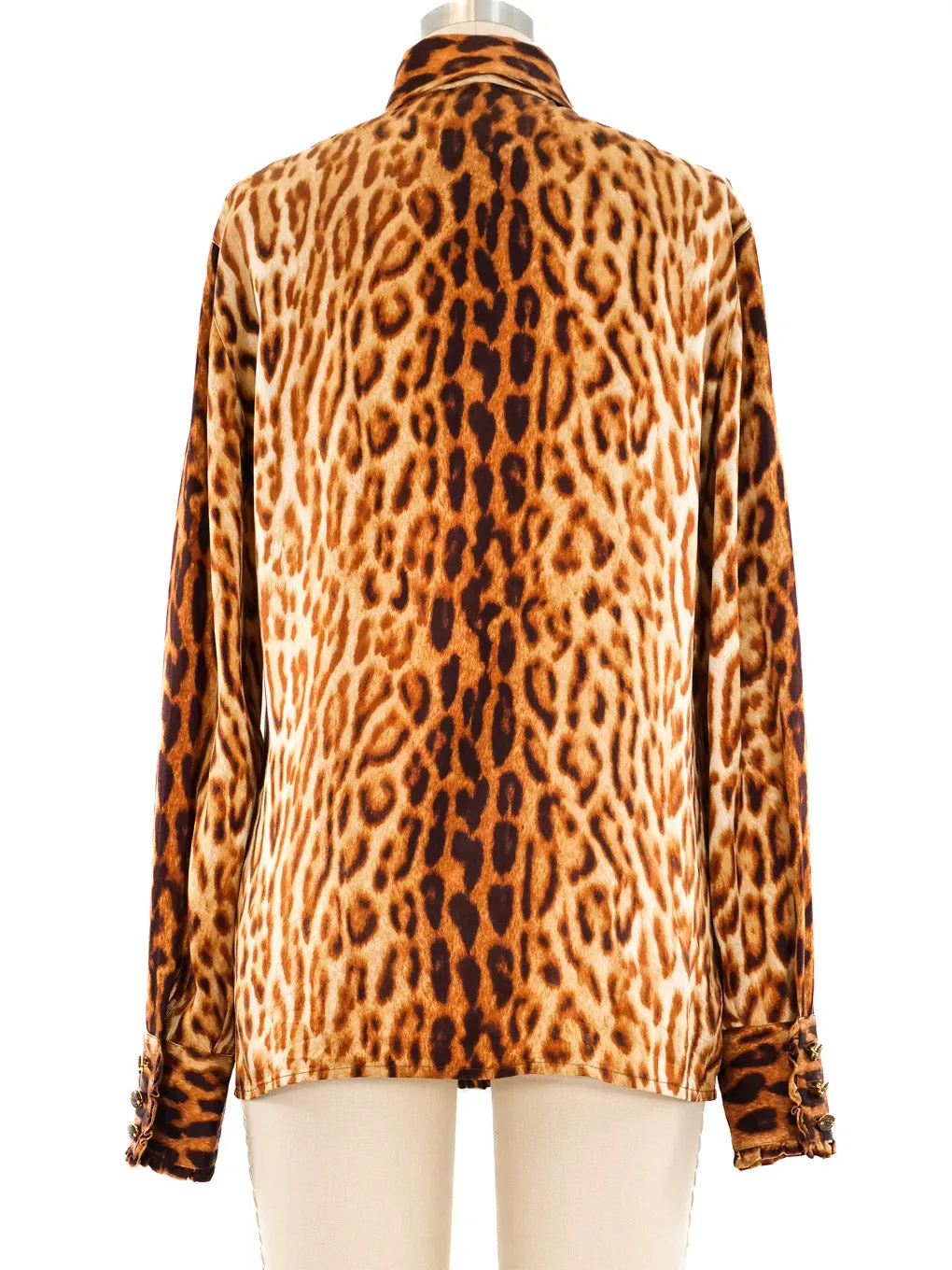 Escada Leopard Printed Silk Blouse