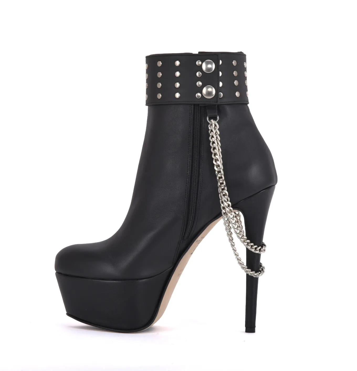 High ankle boots with platform heels in real leather