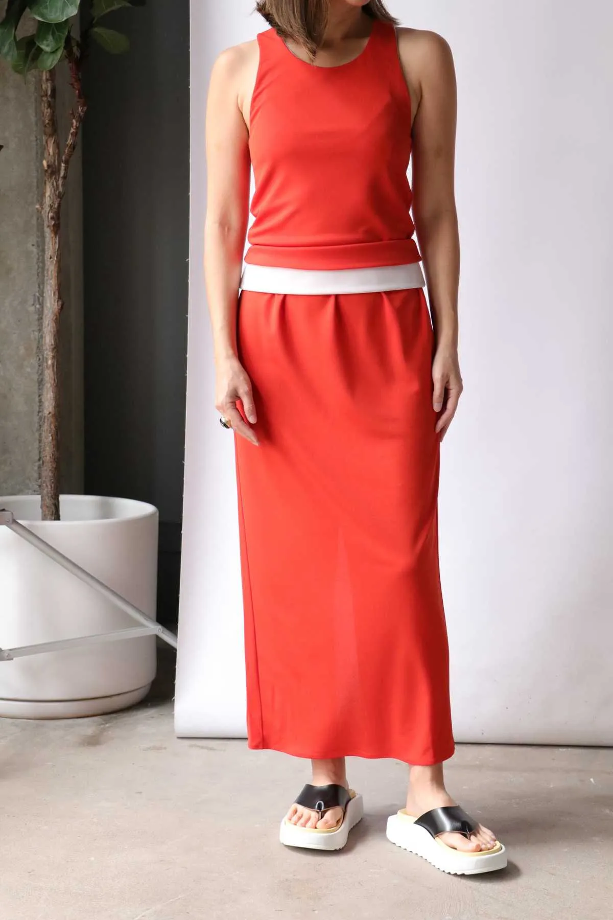 Jersey Skirt - Orange Red
