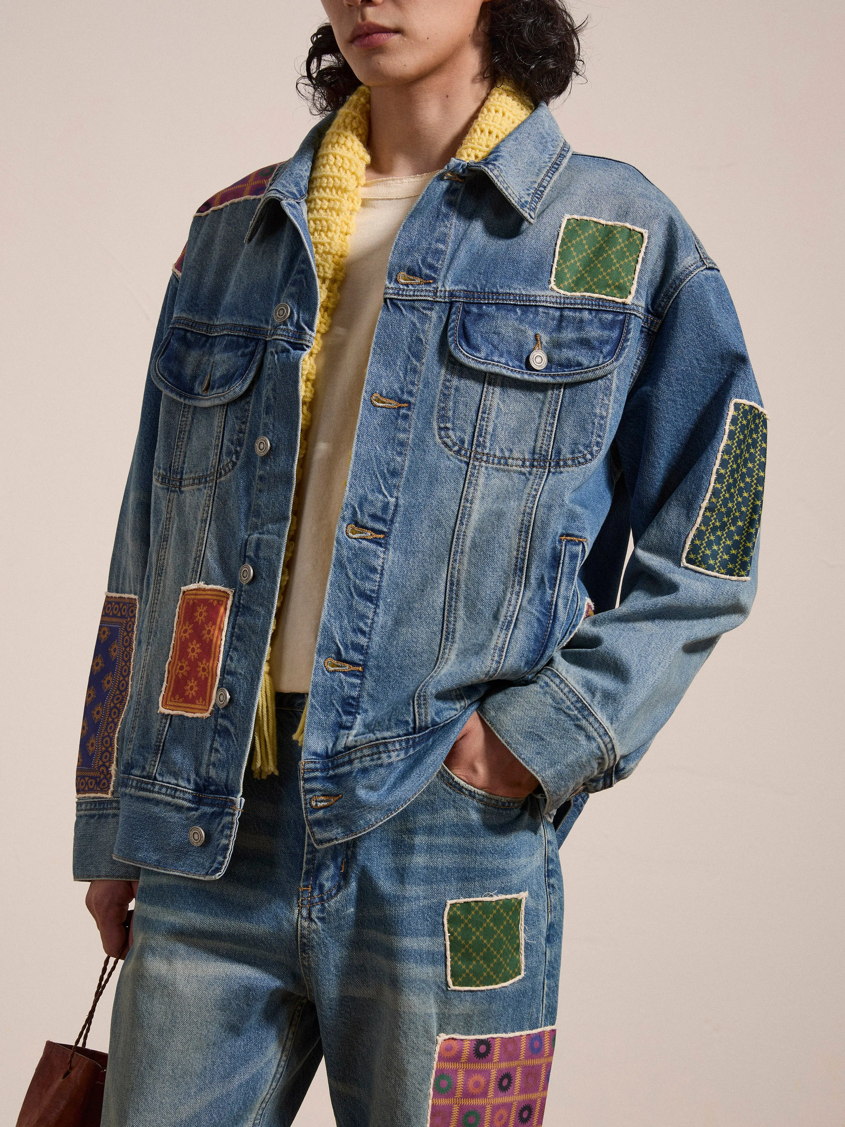 Kantha Patchwork Denim  Trucker Jacket