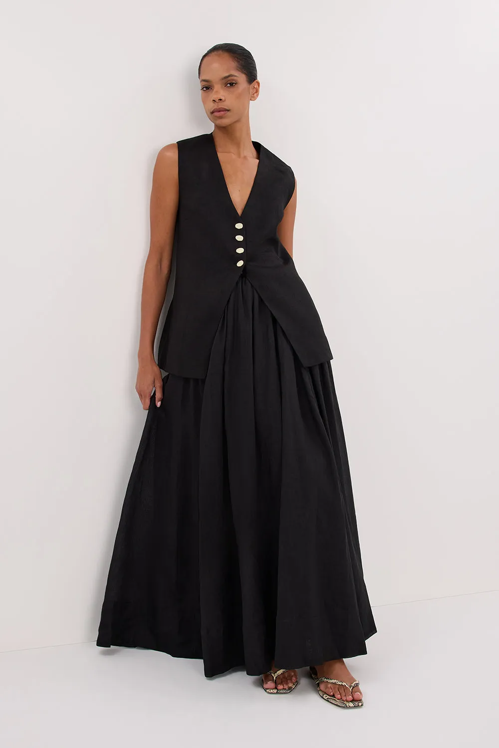 LAYNE BLACK RAMIE MAXI SKIRT