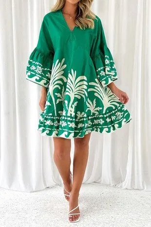 Lula Belle Green 3/4 Length Sleeve
