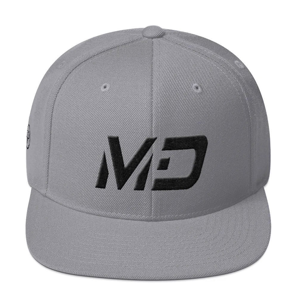 Maryland - Flat Brim Hat - Black Embroidery - MD - Many Hat Color Options Available