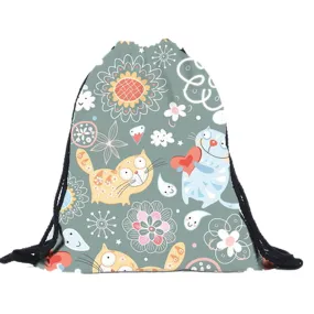 Men Women backpack 3D Printing Backpack For Girls Boy Drawstring Cat Backpacks Travel Bags School bag Mochila
