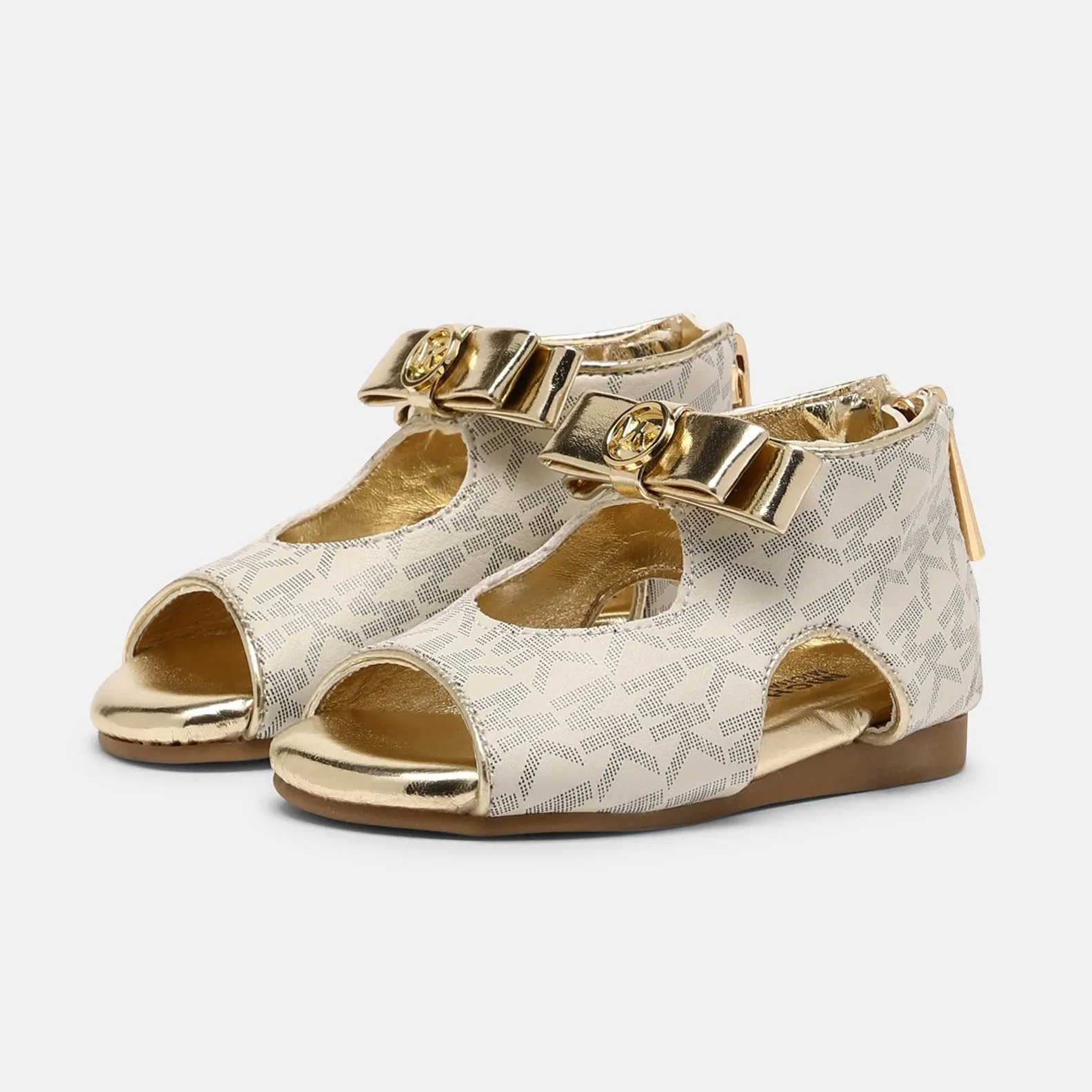 Michael Kors Tilly Dahnia 3 Sandal Ivory & Gold Monogram (Toddler)