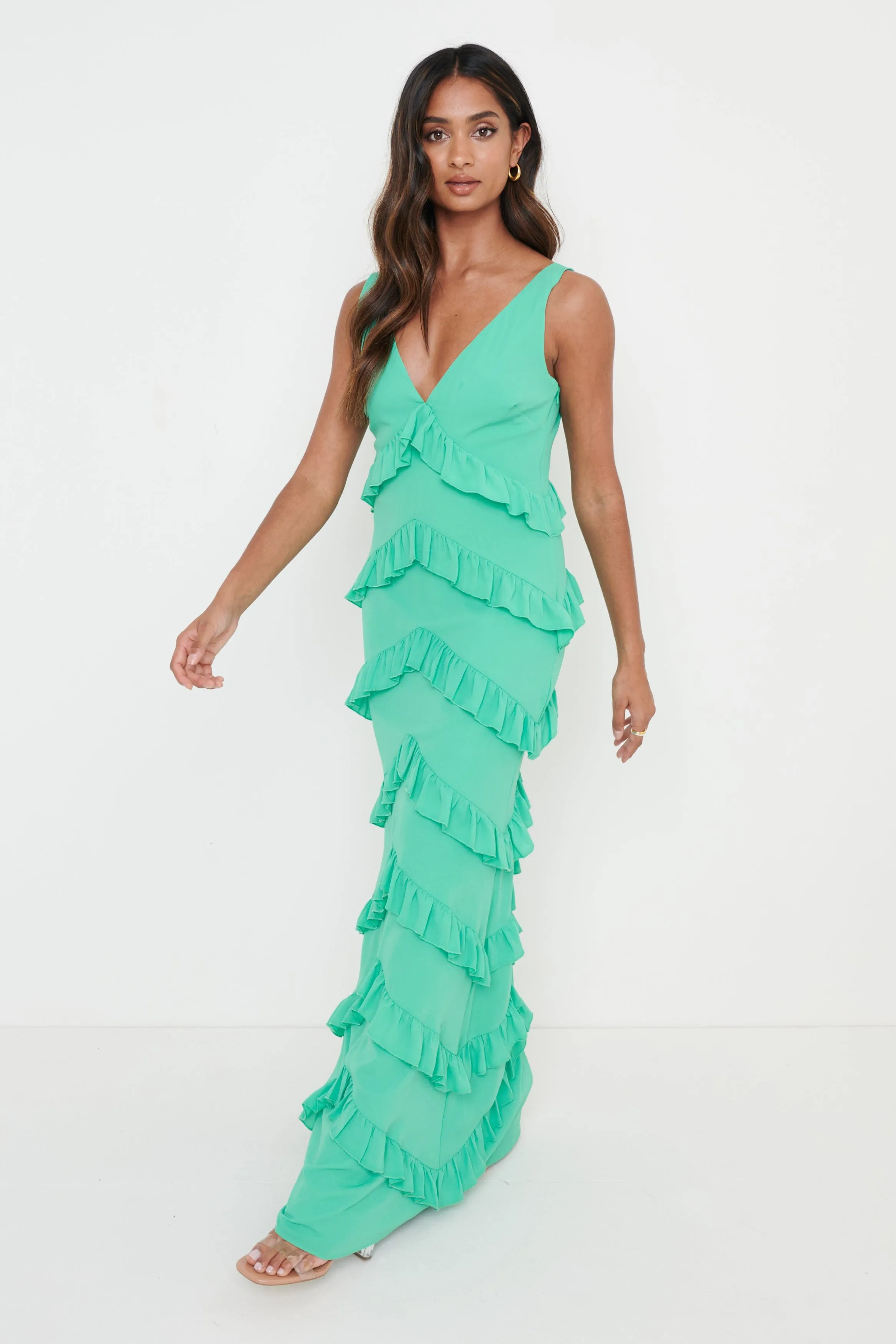 Piper Ruffle Maxi Dress - Green