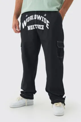 Plus Relaxed Cargo Worldwide Print Pants