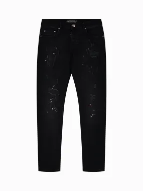 Slim-Fit Denim Jeans Paint | Jet Black