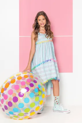 St. Barths Blue Rainbow High Low Dress