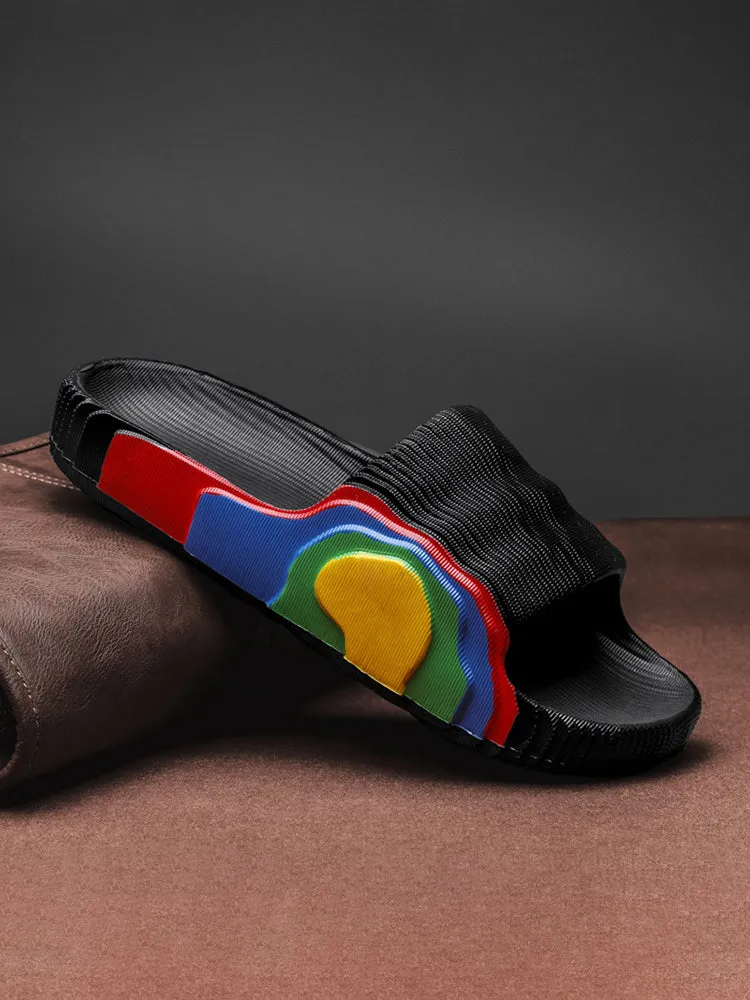   Stylish Men'S Minimalist Design Colorful Hill Anti-Slip Slides   