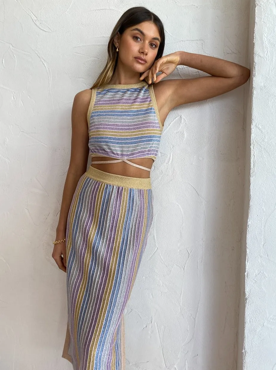 Suboo Elise Crop Top in Lilac Stripe