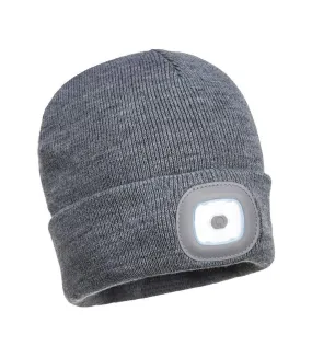 Unisex adult rechargeable torch beanie grey Portwest