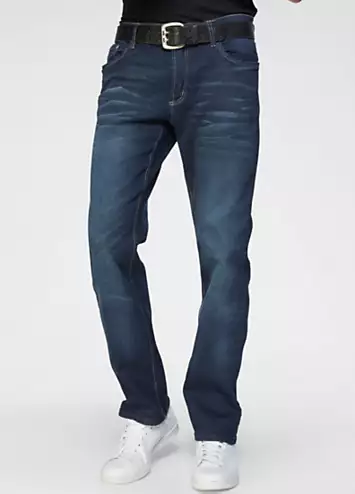 Worn Wash Stretch Jeans by John Devin | Look Again