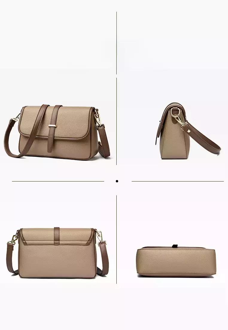 XAFITI Color Matching Faux Leather Three Way Shoulder Bag
